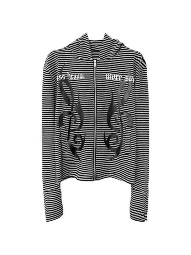 Vintage Zip Hoodie - Veste à capuche rayée de style