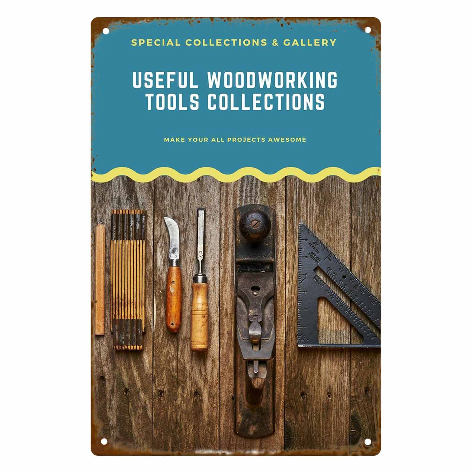 Collectible Vintage Tools - Panneau mural vintage en métal 2D