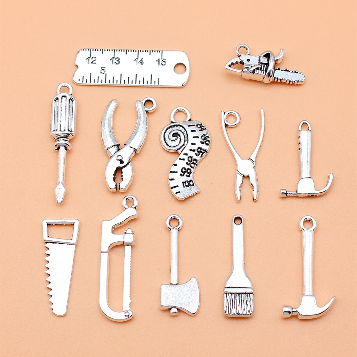 Collectible Vintage Tools - Outils de couleur argent Antique, brosse,